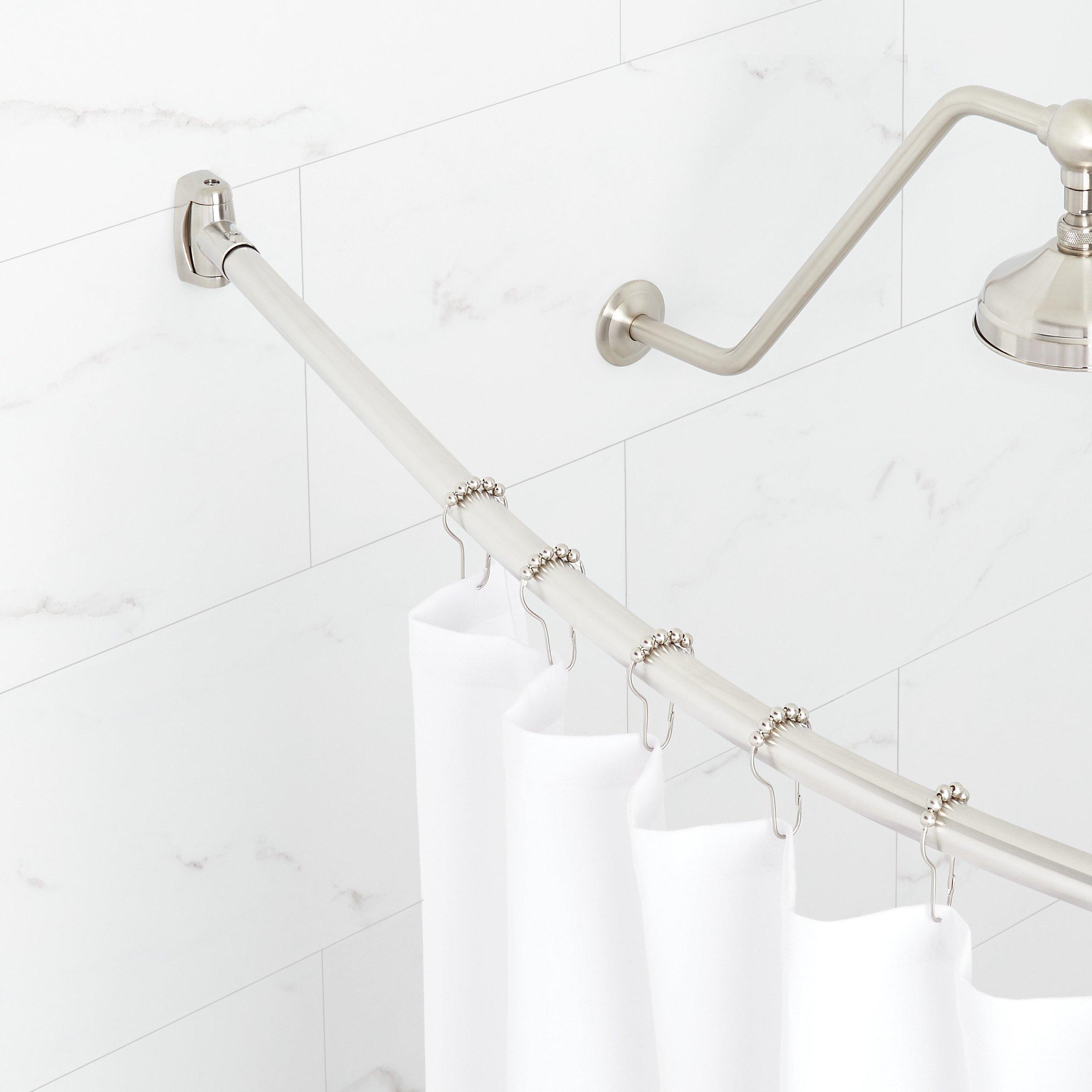 66" Curved Solid Brass Shower Rod - Brushed Nickel | Signature Hardware