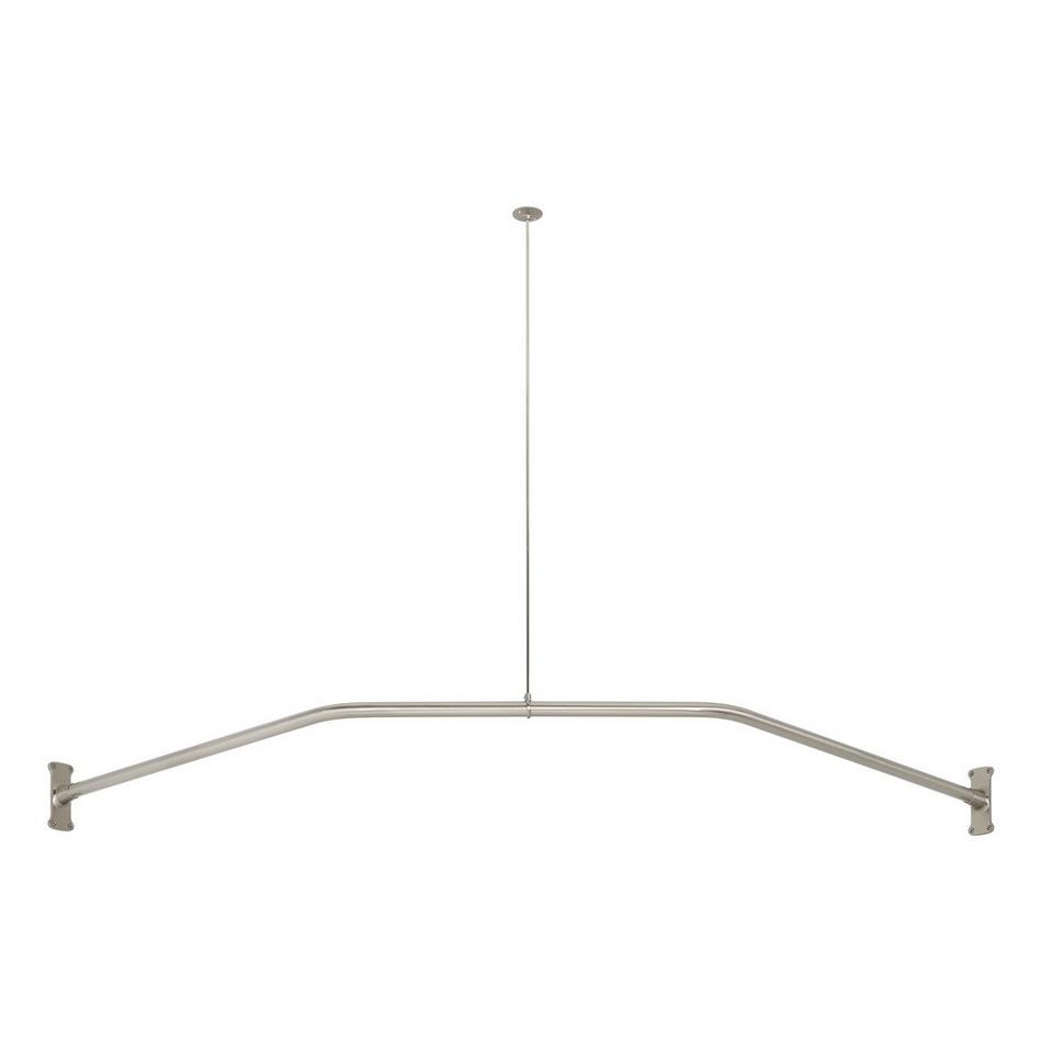 30" X 24" X 30" Neo Angle Solid Brass Shower Rod and Ceiling Support - Brushed Nickel, , large image number 1