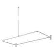 60" X 27" D-Shaped Solid Brass Shower Ring and Ceiling Support - Chrome, , large image number 1