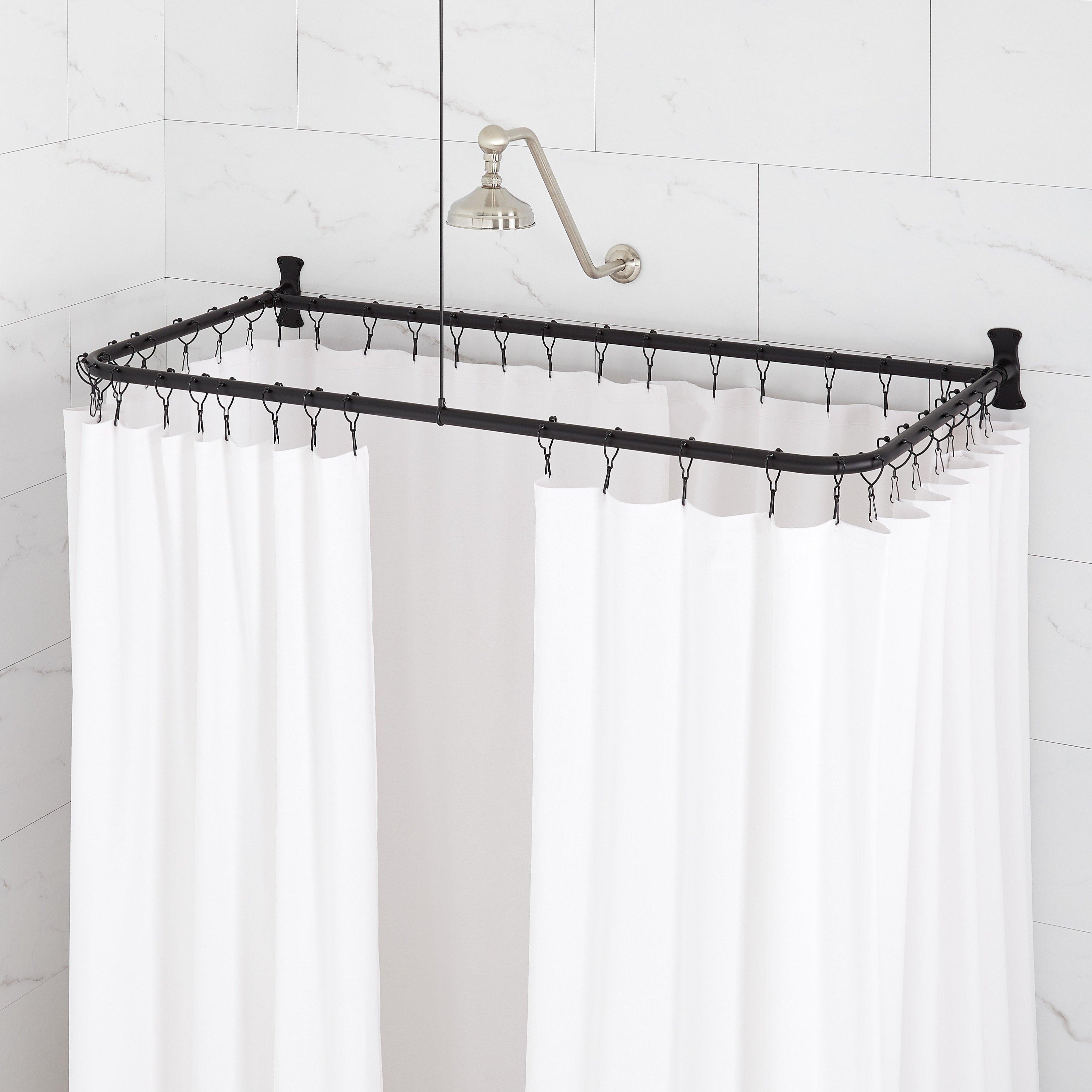 Ceiling mounted deals shower curtain rods