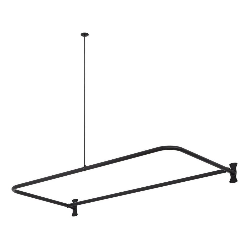 60" X 27" D-Shaped Solid Brass Shower Ring and Ceiling Support - Matte Black, , large image number 1