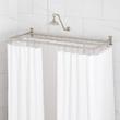 54" X 27" D-Shaped Solid Brass Shower Ring and Ceiling Support - Brushed Nickel, , large image number 0