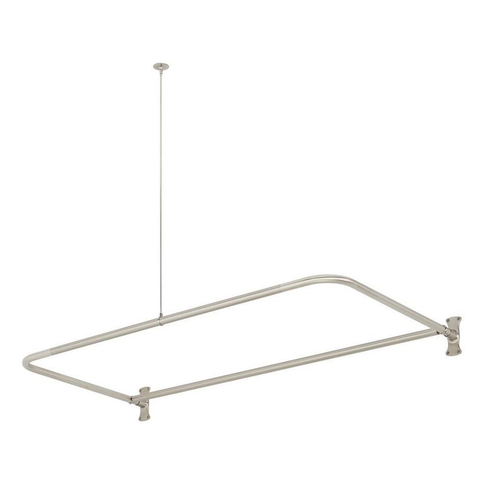 54" X 27" D-Shaped Solid Brass Shower Ring and Ceiling Support - Brushed Nickel, , large image number 1
