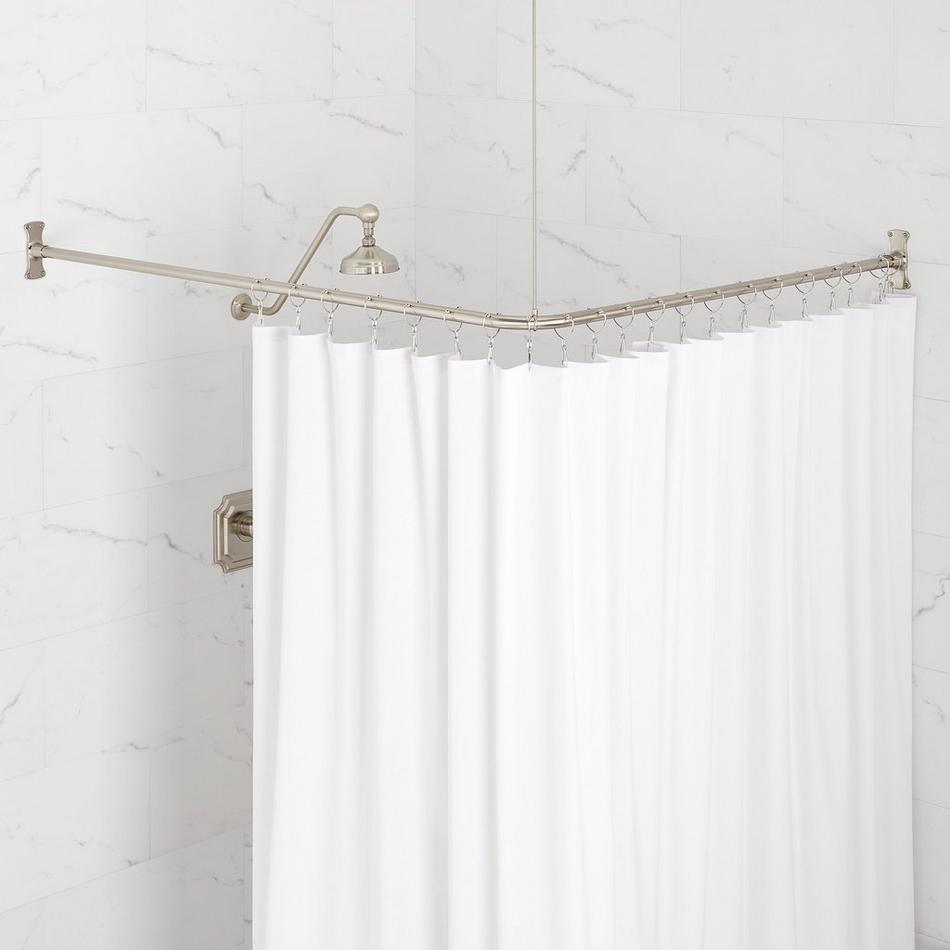 Corner Solid Brass Shower Curtain Rod, , large image number 0