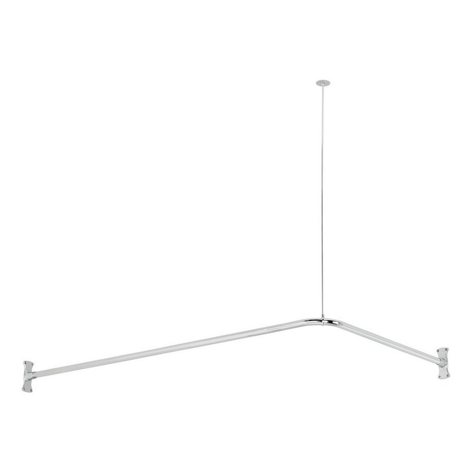 30" x 60" Corner Brass Shower Rod and Ceiling Support - Chrome, , large image number 1