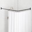 48" x 60" Corner Brass Shower Rod and Ceiling Support - Matte Black, , large image number 0