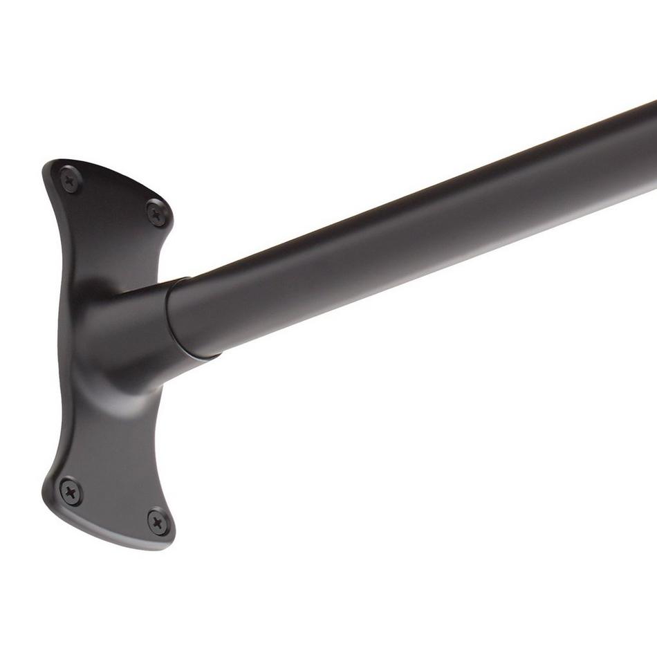 48" x 60" Corner Brass Shower Rod and Ceiling Support - Matte Black, , large image number 2