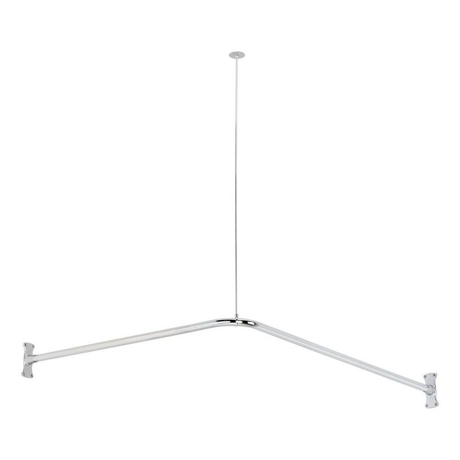 48" x 48" Corner Brass Shower Rod and Ceiling Support - Chrome, , large image number 1