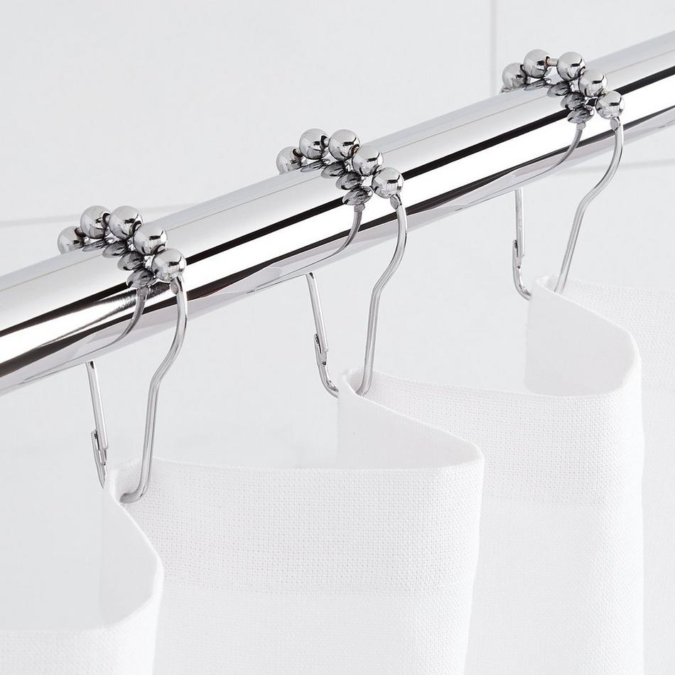 New Silver Heavy Duty Set of 12 Shower Curtain Rings Hooks Bathroom Poles  Rod 