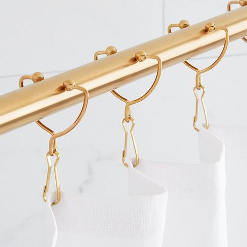 Open Shower Curtain Rings in Brushed Gold