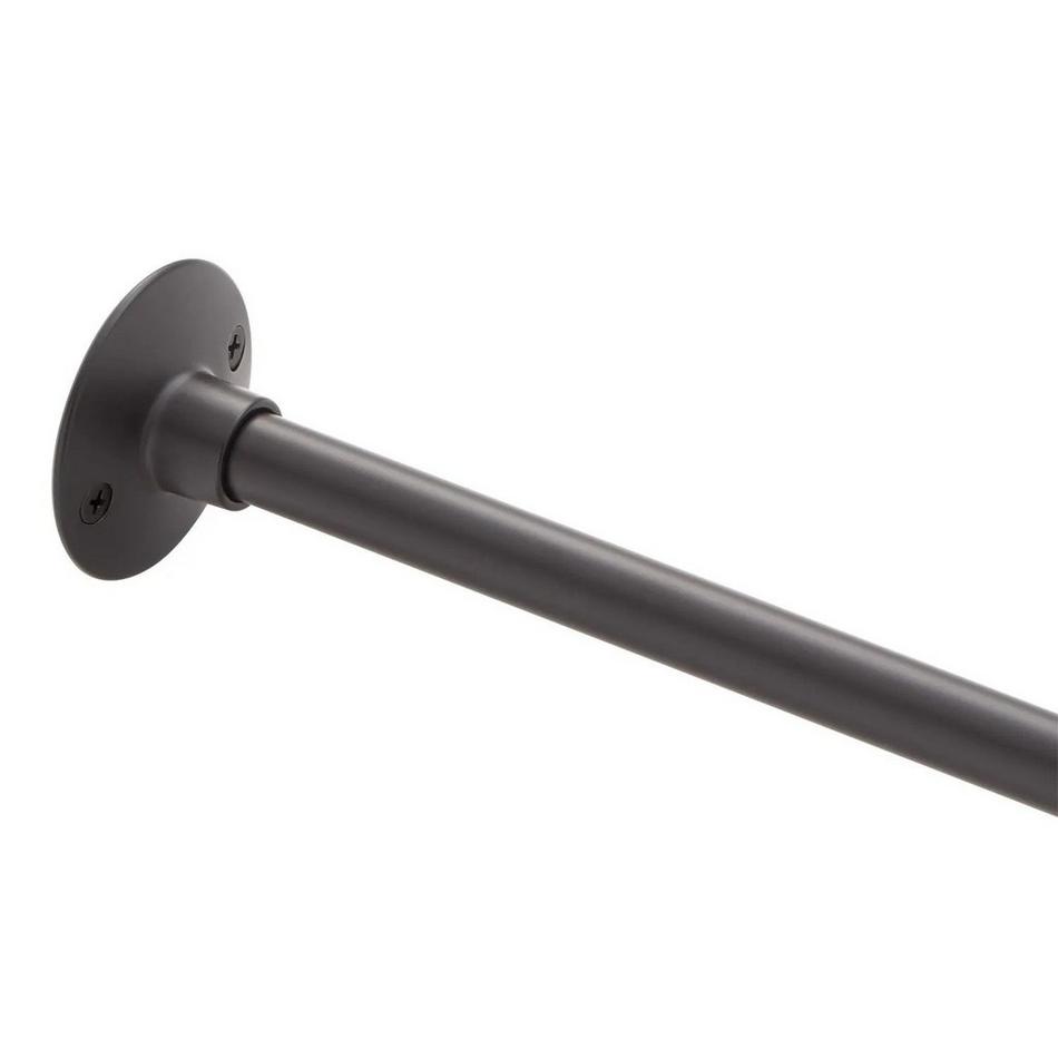 12" Brass Shower Curtain Rod Support with 1" Loop - Matte Black, , large image number 1