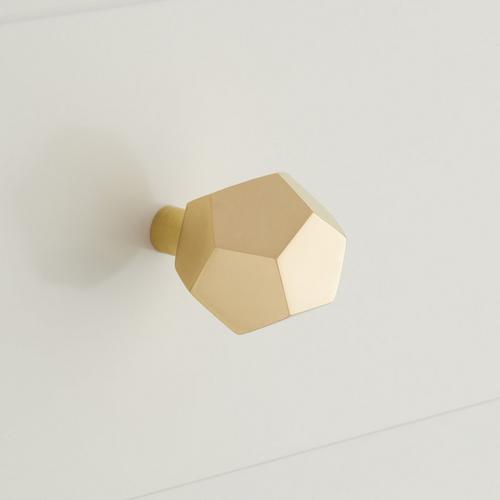 Quintus Pentagon Brass Knob in Polished Brass