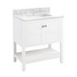 30" Olsen Console Vanity- Soft White - BN Hardware - Carrara - 1 Hole - Rect. Und. Sink, , large image number 0