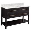 48" Robertson Vanity - Black - Carrara No Faucet Holes, White RUM Sink, , large image number 0