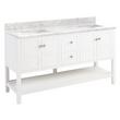 60" Olsen Double Console Vanity - Soft White - BN HW - Carrara No Faucet Holes, White RUM Sinks, , large image number 0