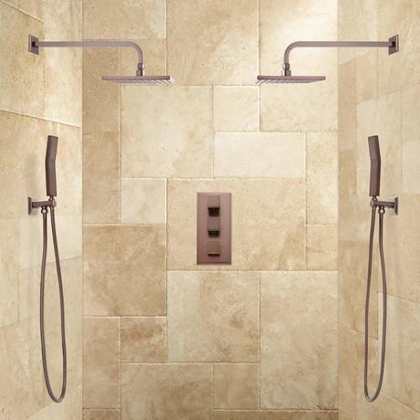 Ryle Dual Wall-Mount Rainfall Shower System with Hand Shower