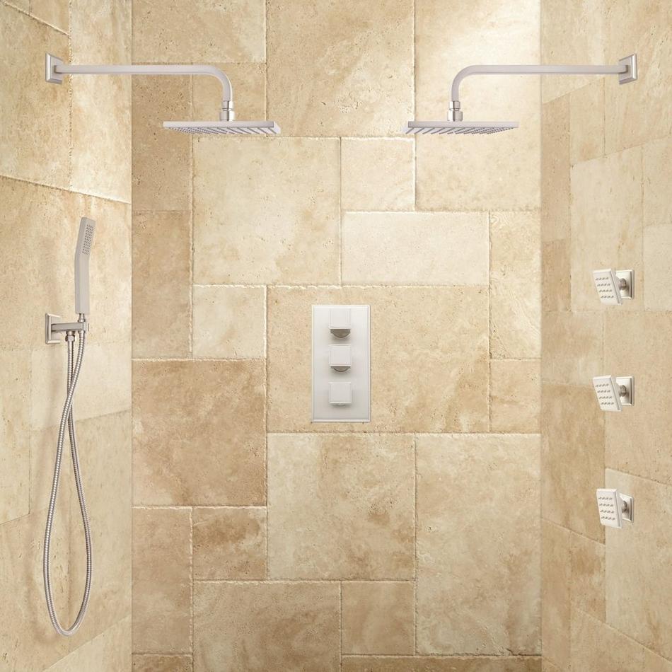 Ryle Dual Wall-Mount Rainfall Shower System with Hand Shower & Body Sprays, , large image number 0