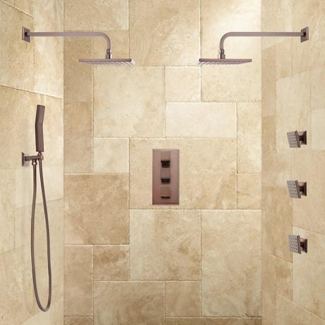 Ryle Dual Wall-Mount Rainfall Shower System with Hand Shower & Body Sprays