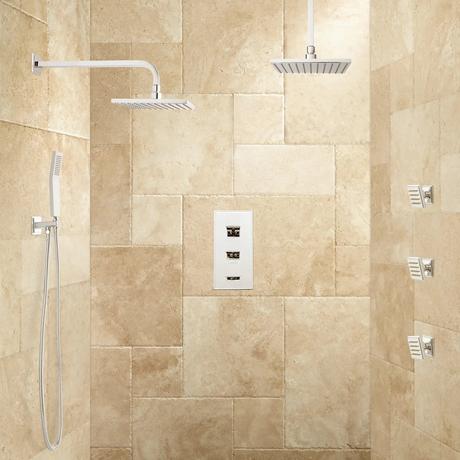 Ryle Dual Wall-Mount & Rainfall Shower System with Hand Shower & Body Sprays