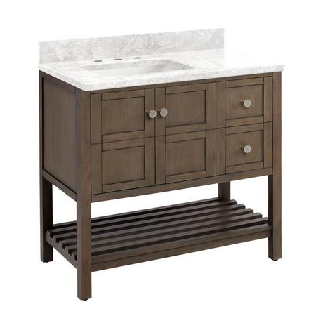 36" Olsen Console Vanity for Left Offset Rectangular Undermount Sink - Ash Brown