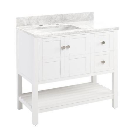 36" Olsen Console Vanity for Left Offset Rectangular Undermount Sink - Soft White