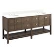 72" Olsen Double Console Vanity - Ash Brown - BN Hdwe - Oval UM - Feathered White Quartz - 8", , large image number 0