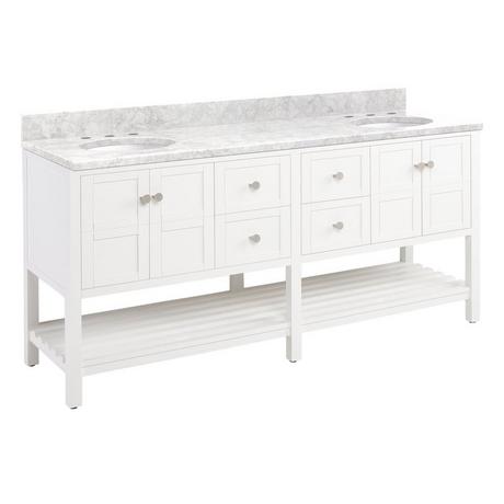 72" Olsen Double Console Vanity Undermount Sinks - Soft White