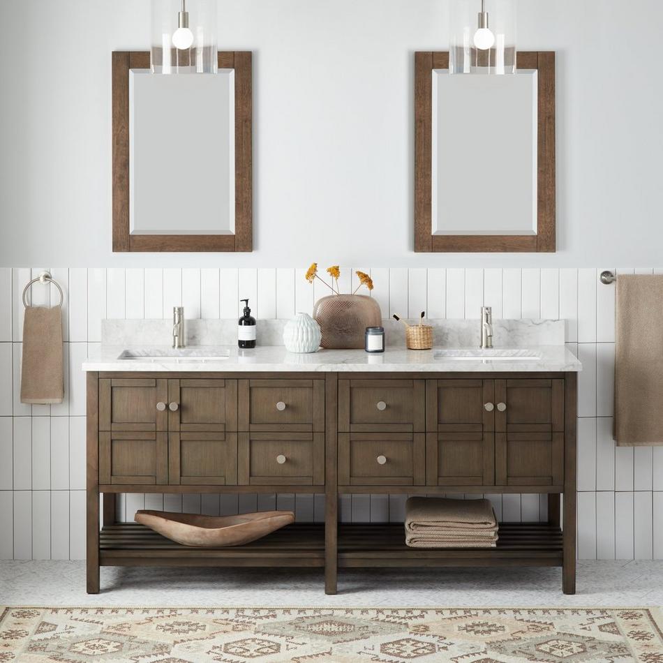 72" Olsen Double Console Vanity for Rectangular Undermount Sinks - Ash Brown, , large image number 2