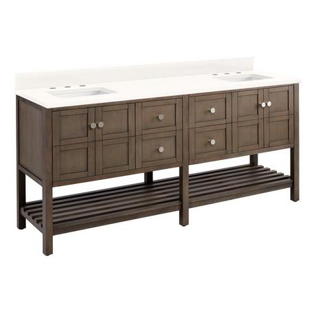 72" Olsen Double Console Vanity for Rectangular Undermount Sinks - Ash Brown