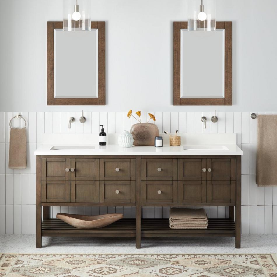 72" Olsen Double Console Vanity for Rectangular Undermount Sinks - Ash Brown, , large image number 1