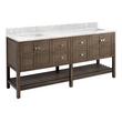 72" Olsen Double Console Vanity - Ash Brown - BN Hdwe - RUMB - Carrara Marble - No Faucet Hole, , large image number 0