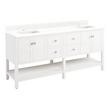72" Olsen Double Console Vanity - White - BN Hdwe - RUMB - Feathered White Quartz-1 Hole, , large image number 0
