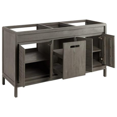 60" Becker Teak Vanity for Rectangular Undermount Sinks - Gray Wash