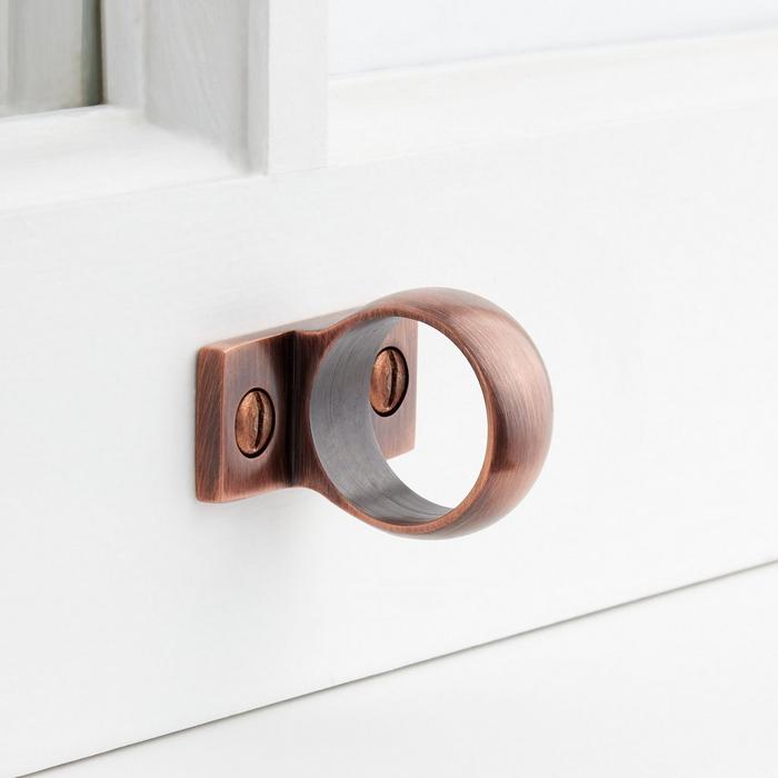 Solid Brass Window Sash Loop in Antique Copper for traditional style window hardware