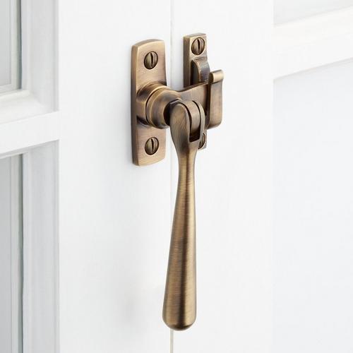 Solid Brass Casement Window Latch in Antique Brass