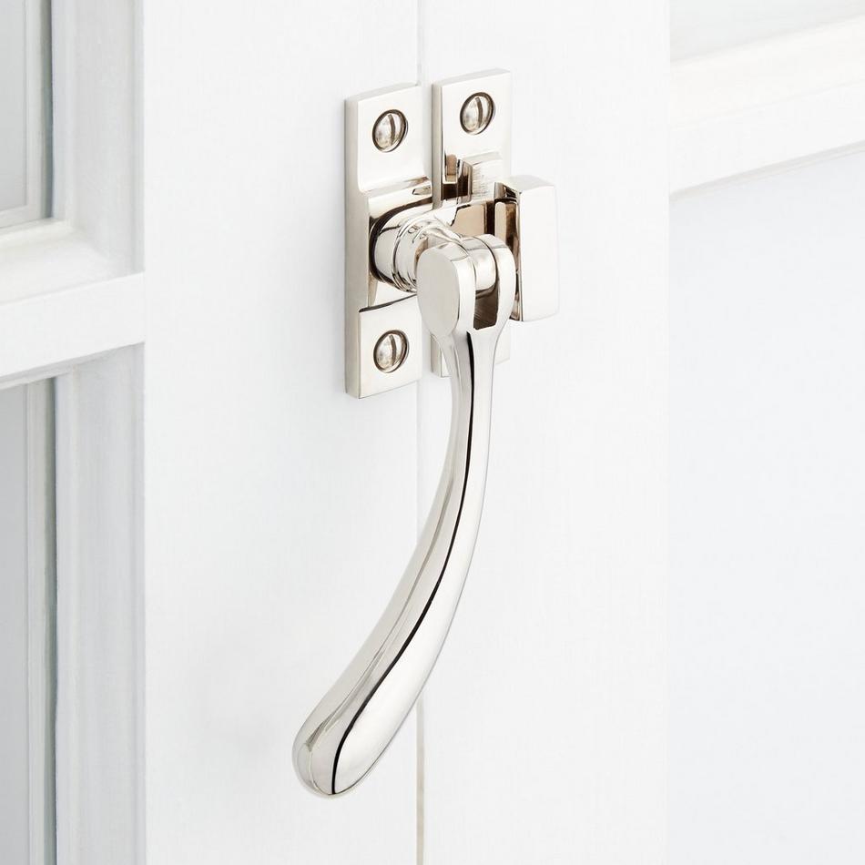 Solid Brass Curved Casement Window Latch, , large image number 3