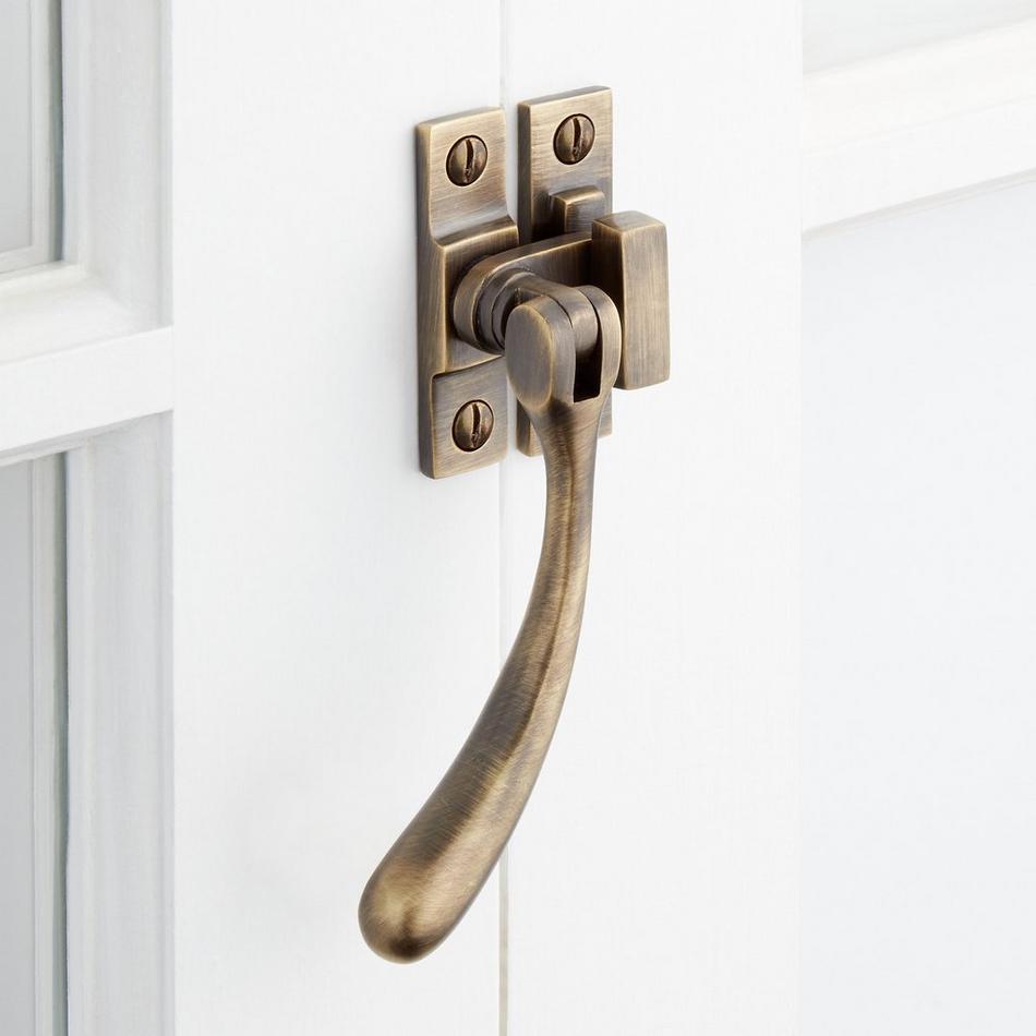 Solid Brass Curved Casement Window Latch, , large image number 0