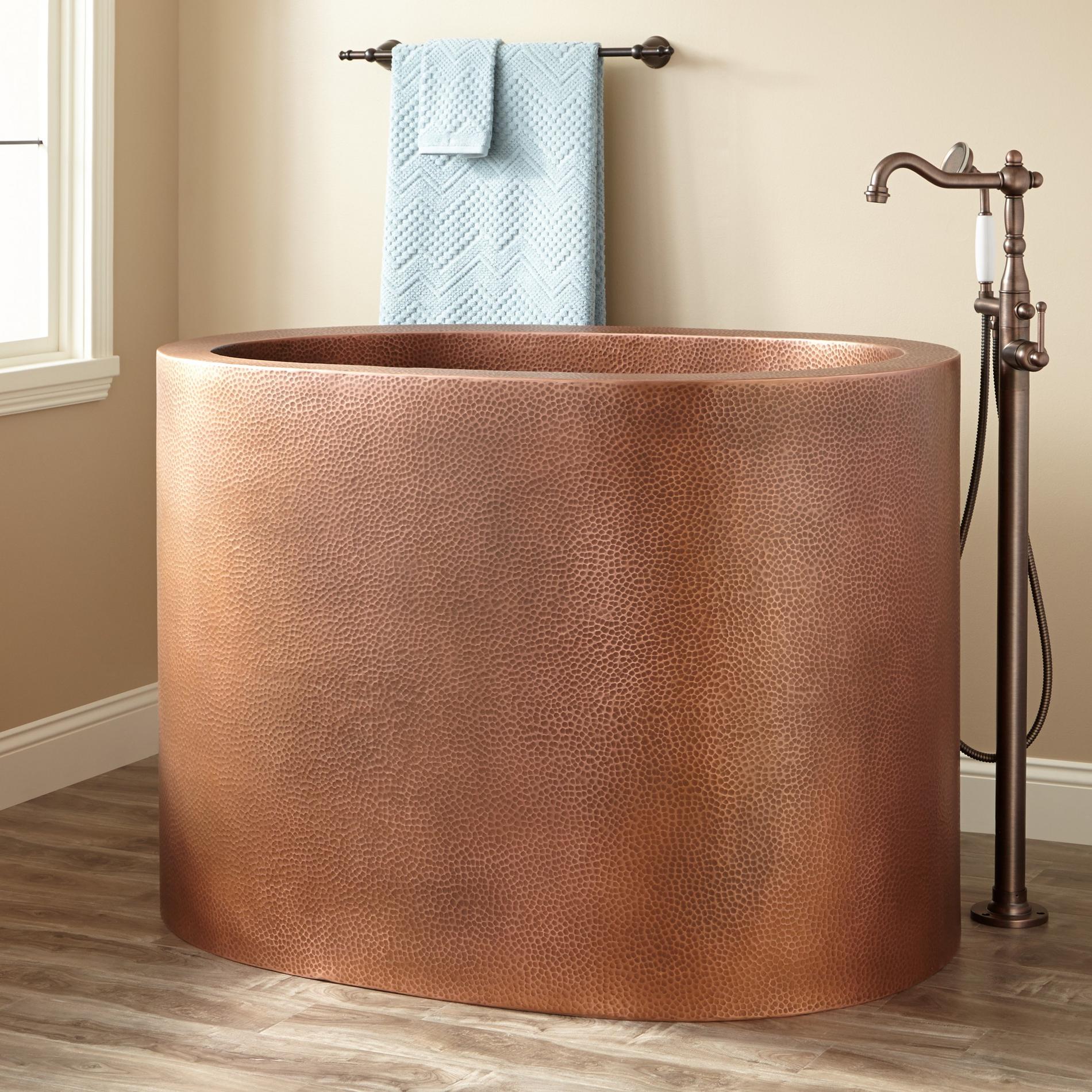 48" Raksha Hammered Copper Japanese Soaking Tub Signature Hardware