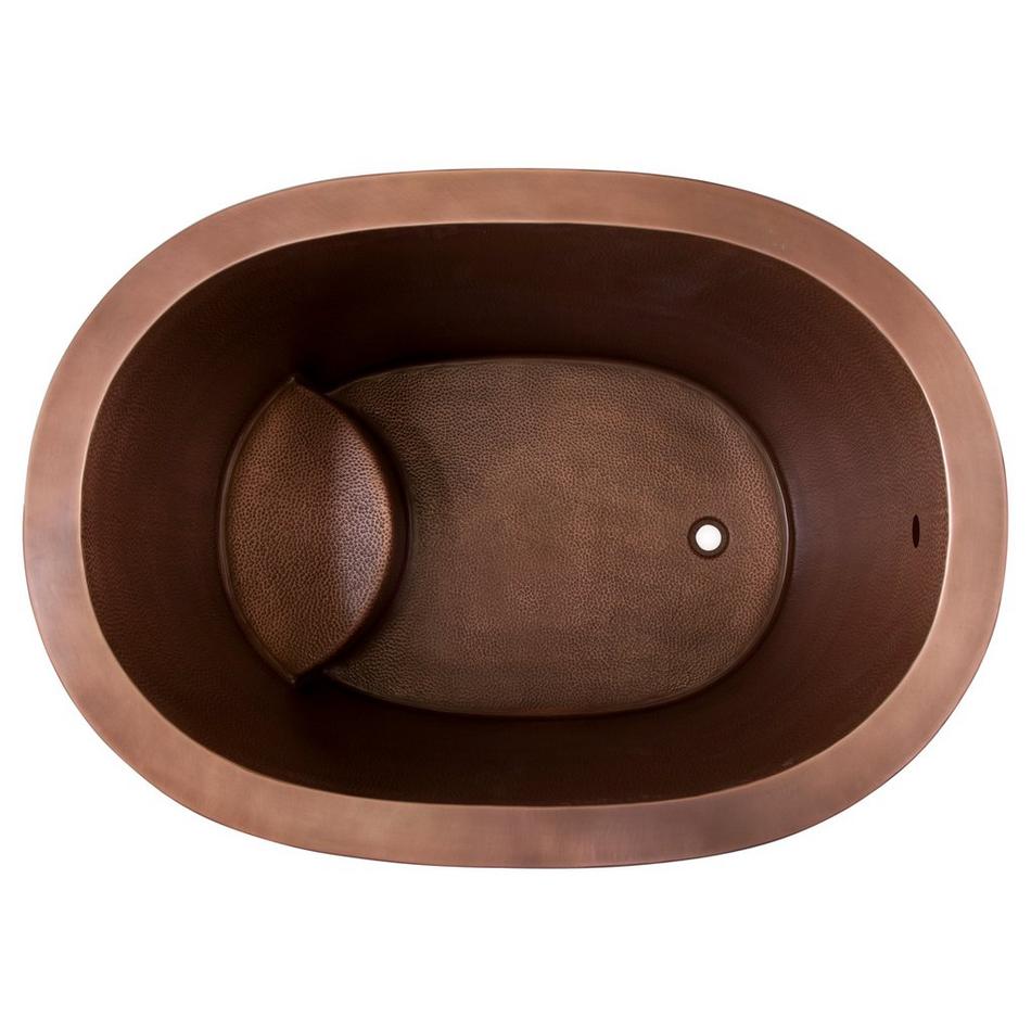 48" Raksha Hammered Copper Japanese Soaking Tub - Brushed Nickel Drain Kit, , large image number 3