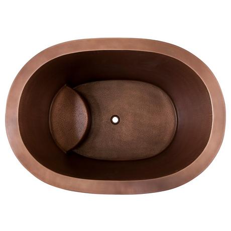 48" Raksha Hammered Copper Japanese Soaking Tub - Black Drain Kit with Foam