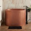 48" Raksha Hammered Copper Japanese Soaking Tub - White Drain Kit with Foam, , large image number 0