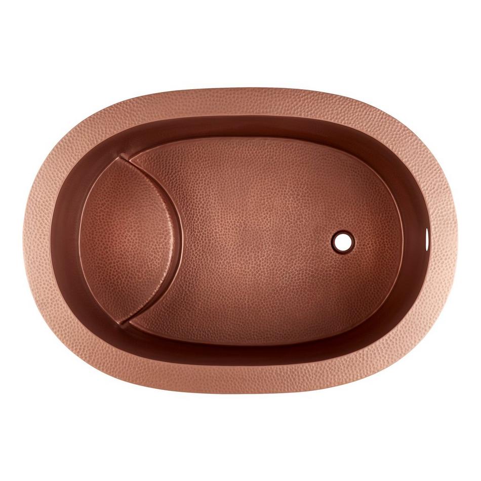 48" Raksha Hammered Copper Japanese Soaking Tub - White Drain Kit with Foam, , large image number 4