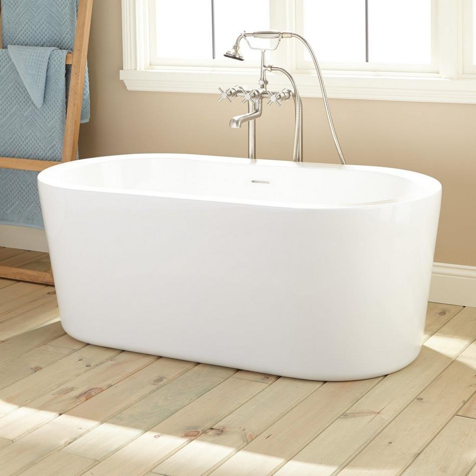51" Boone Acrylic Freestanding Tub - Tap Deck - White Drain Kit with Foam, , large image number 0