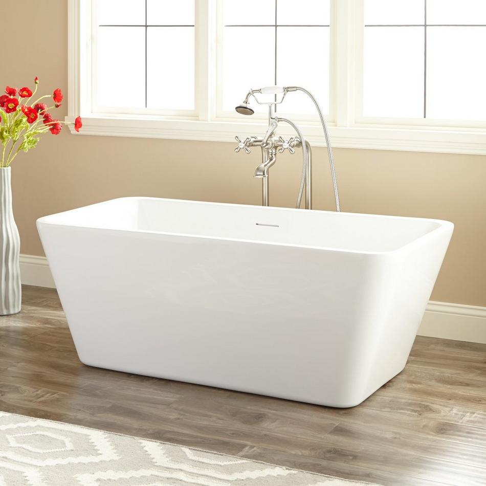 53" Baxter Acrylic Freestanding Tub - White Drain Kit with Foam, , large image number 0