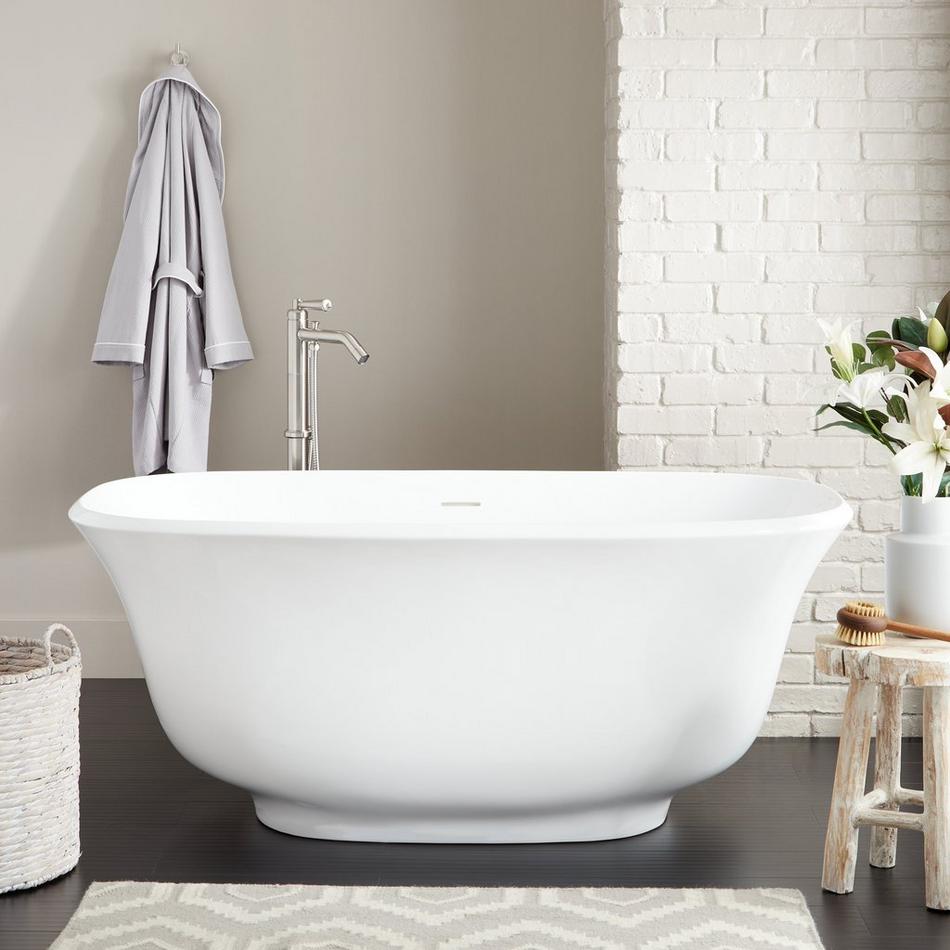 59" Lindsey Acrylic Freestanding Tub - White Drain Kit with Foam, , large image number 0