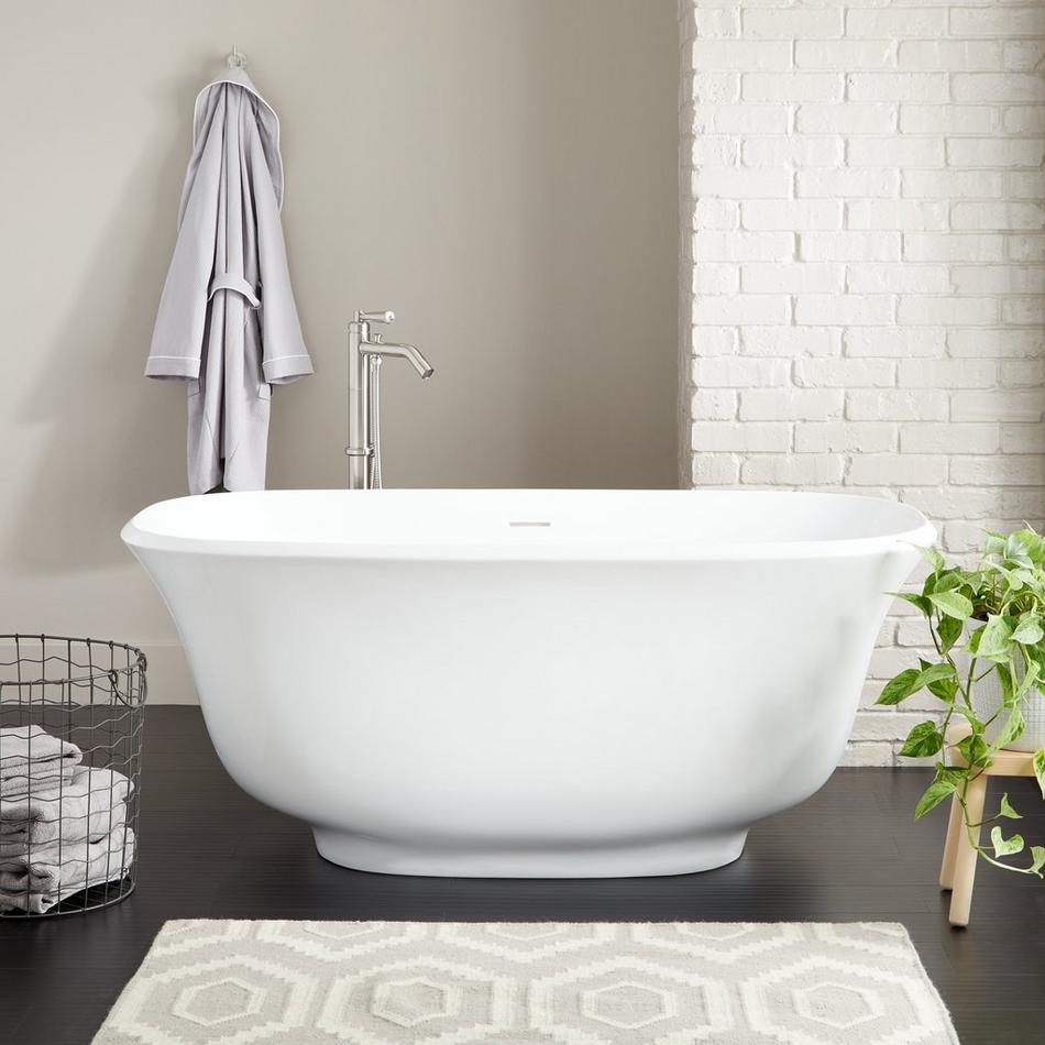 67" Lindsey Acrylic Freestanding Tub - White Drain Kit with Foam, , large image number 0