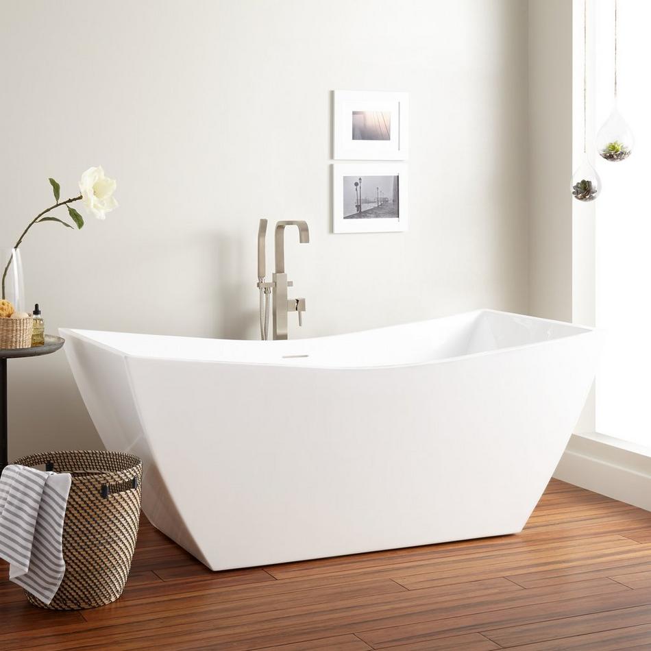 67" Renlo Acrylic Freestanding Tub - White Drain Kit with Foam, , large image number 0