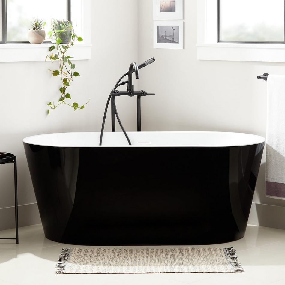 59" Eden Black Acrylic Freestanding - White Drain Kit with Foam, , large image number 0