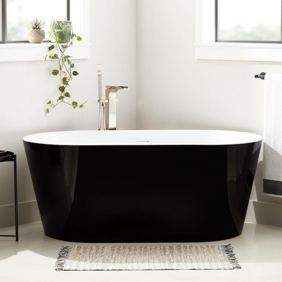 63" Eden Black Acrylic Freestanding - White Drain Kit with Foam, , large image number 0