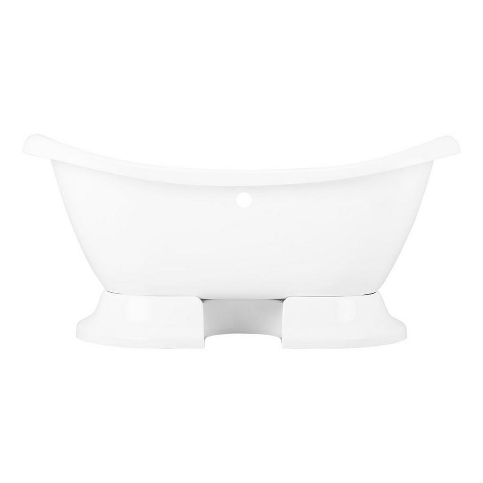 69" Rosalind Acrylic Double-Slipper Pedestal Soaking Tub - White - Rolled Rim - MB Drain, , large image number 2